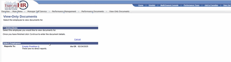 View-Only Documents Page (after selecting Continue)
